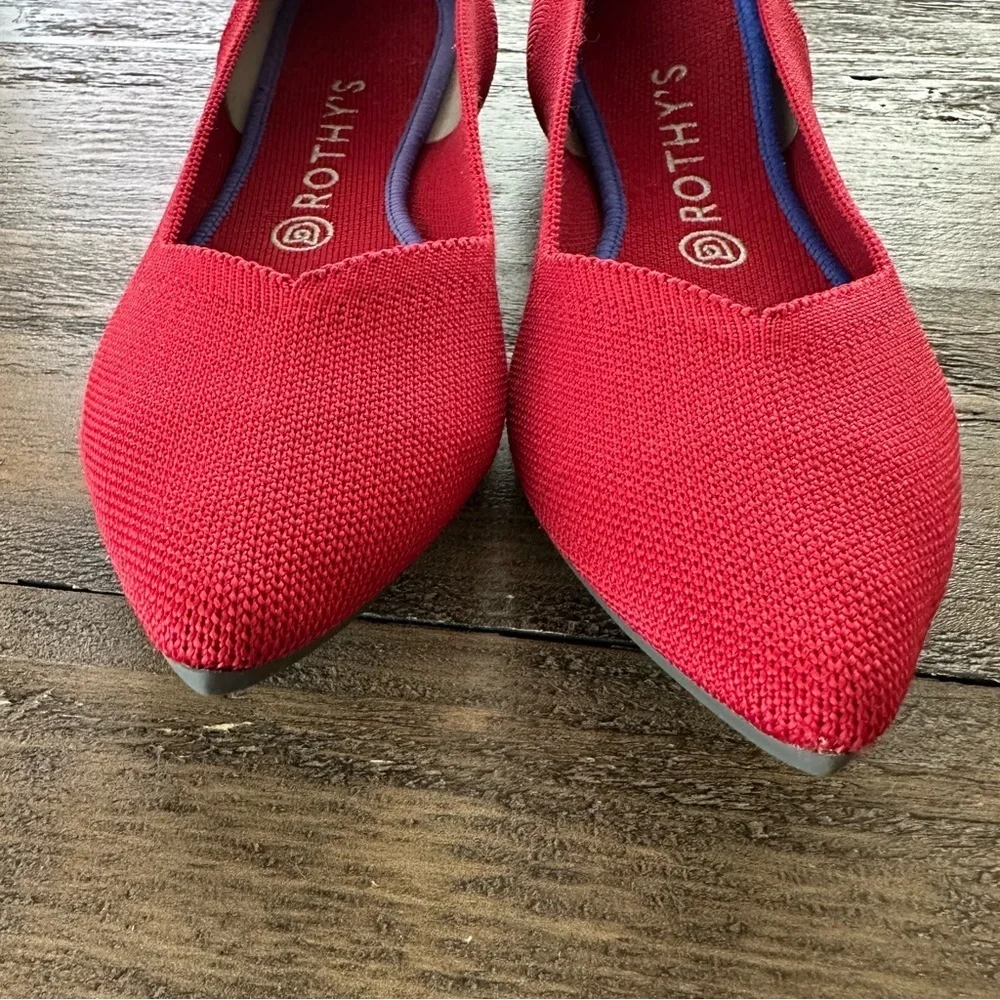 Rothy’s size 9.5 Red The Point Flats Shoes‎ Pointy Toe Slip Ons Work Career